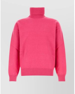 Gucci Stretch Wool Blend Turtleneck Sweater - Pink