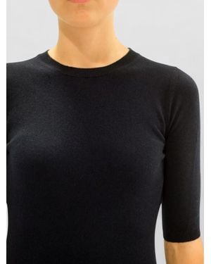 LA ROSE Cashmere Crew Neck Knitwear Short Sleeves - Black