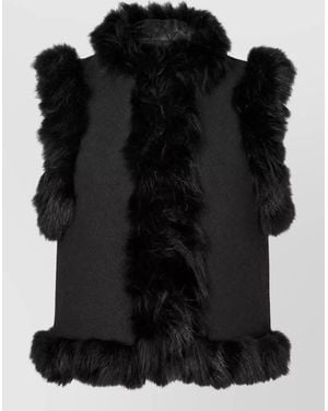 Fendi Wool Bouclé Cropped Gilet - Black