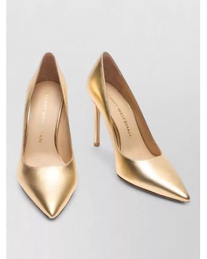 Stuart Weitzman Power Pumps Metallic Pointed Toe Stiletto - Natural