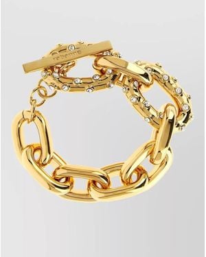 Rabanne Oversized Chain Bracelet Crystal Accents - Metallic