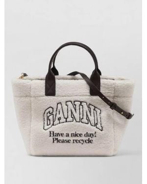 Ganni Small Shopper Tote Bag Synthetic Shoulder - White
