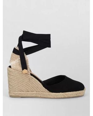 Castañer Espadrille Wedge Closed Toe Canvas Shoe - Black