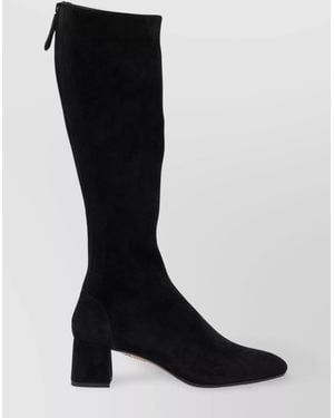 Aquazzura High Block Heel Knee-High Suede Boots - Black