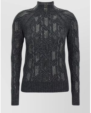 ERMANNO SCERVINO◆サマーニット/42/ウール/BLK/D345M396TYN ERMANNO SCERVINO(エルマンノシェルヴィーノ) / サマーニット/42