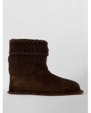 Miu Miu Knit Ankle Boots - Brown