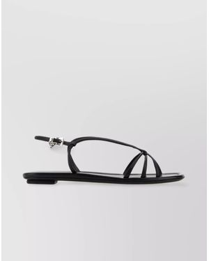 Prada Strappy Leather Sandals Open Toe - Metallic
