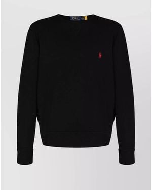 Ralph Lauren Ribbed Trim Crew Neck Sweatshirt - Black