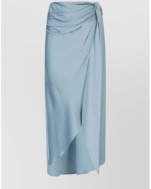 Jonathan Simkhai Draped Satin Midi Skirt With Asymmetrical Hem - Blue