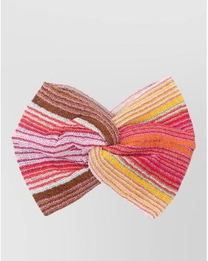 Missoni Fine Knit Striped Twist Front Headband - Pink