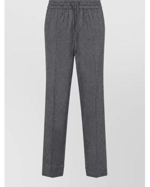Brioni Wool Silk Straight-Leg Pants - Gray