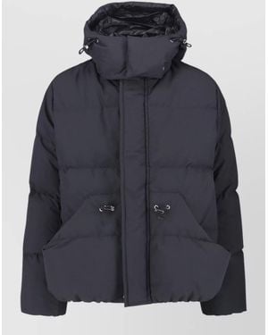 Sacai Hooded Coat Drawstring Detail Padded Design - Blue