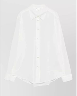 P.A.R.O.S.H. Shirt Curved Hem Sheer Fabric - White