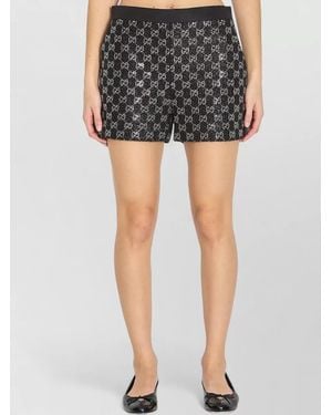 Gucci Embroidered Lamé Wool Tweed Shorts - Black