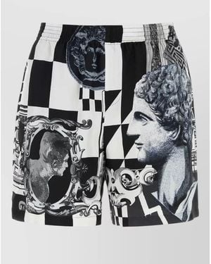 Versace Silk Printed Swim Shorts - Black