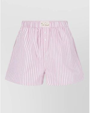 MC2 Saint Barth Straight Shorts Striped Button Detail Back Pocket - Pink