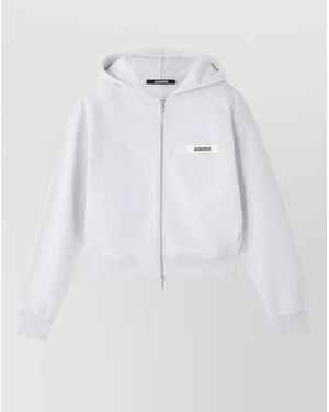 Jacquemus Gros Grain Hoodie Ribbed Hem Detail - Blue