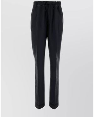 Maison Margiela Mohair Wool Wide Leg Tapered Trousers - Blue
