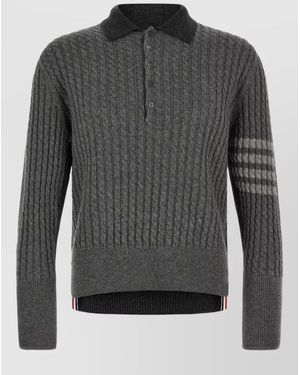 Thom Browne Trompe L Oeil Polo Knit Jumper - Grey