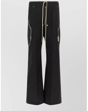 Rick Owens Cotton Wide-Leg Flared Floor-Length Trousers - Black