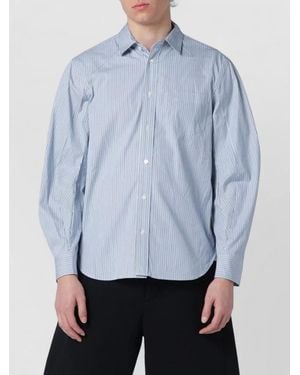Sacai Striped Cotton Shirt With Balloon Sleeves - Blue