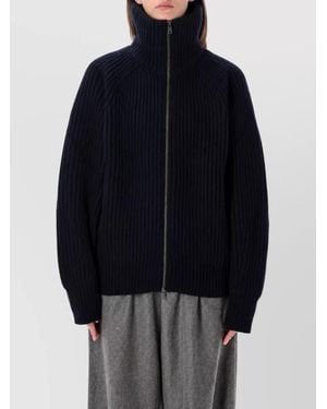 Soeur Wool High Neck Zip Jacket - Blue