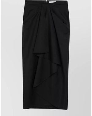 Givenchy High Waist Midi Skirt Draped Detail - Black