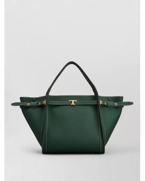 Tod's Shoulder Bag Structured Shape Top Handles Strap - Green
