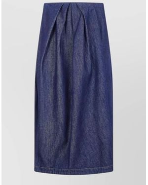 Dries Van Noten Midi Knee Length Skirt Nylon Silk Blend - Blue