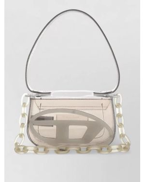 DIESEL Shoulder Bag Chain Strap Transparent Top Handle - Gray