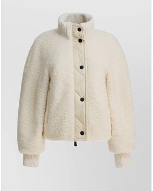 Moncler Short Puffer Jacket Ayles With High Collar - Natural