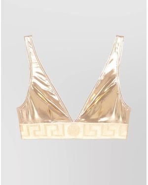 Versace Triangle Lycra Elastic V-Neck Top - Natural