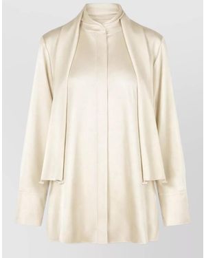 Jil Sander Shirt 132 Bow Detail Satin Finish - Natural