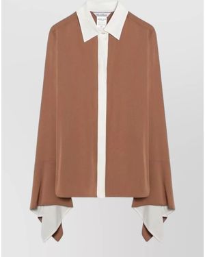 Max Mara Top Contrast Collar And Draped Cuffs - Brown