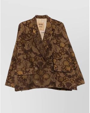Uma Wang Floral Jacquard Virgin Wool Tailored Coat - Brown
