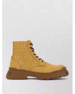 Fendi Suede Ankle Boots - Natural