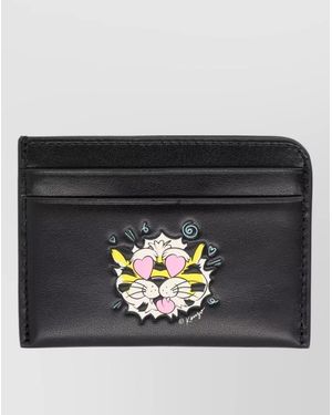 KENZO Leather Printed Card Holder - Black