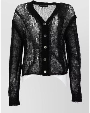 Our Legacy Academy Cardigan V Neckline Long Sleeves Sheer - Black