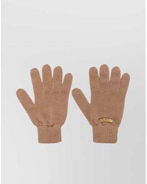 Moschino Knit Texture Full-Finger Gloves - White