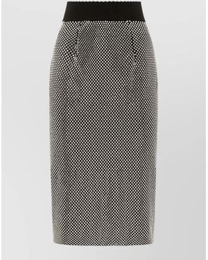 Dolce & Gabbana High Waisted Crystal Mesh Pencil Skirt - Gray