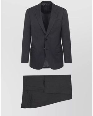 Giorgio Armani Virgin Wool Single Breasted Suit - Blue