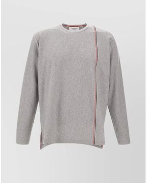 パーカー・フーディ Thom Browne Crew-Neck White Sweatshirt With Raised Seams Thom Browne Crew-Neck Sweatshirt With Raised Seams in White