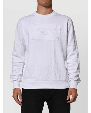 Dolce & Gabbana Cotton Logo Embossed Sweatshirt - White