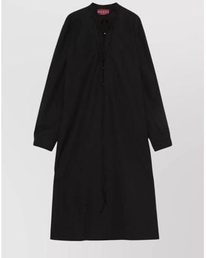 Gucci Mini Dress With Long Sleeves And Belted Waist - Black