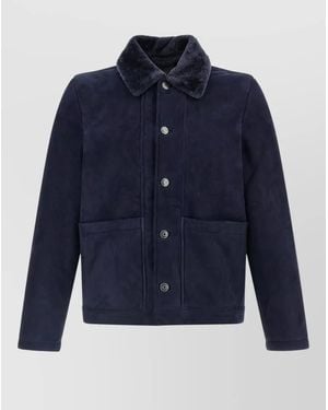 Giorgio Brato Leather Single Breasted Coat - Blue