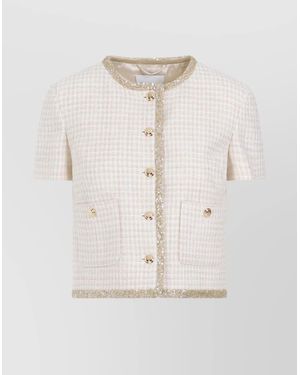 Miu Miu Wool Jacket Glitter Trim - White
