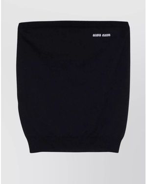 Miu Miu Knitwear Collared Strapless Short Sleeves Front - Blue