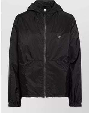 Prada Hooded Lightweight Jacket Front Pockets - Black