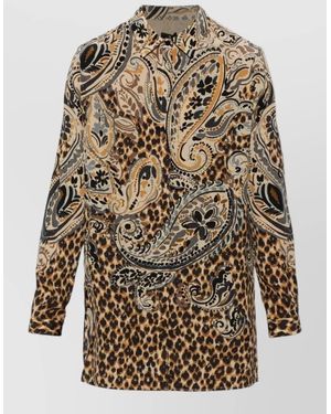 Etro Silk Shirt Paisley And Leopard Pattern - Multicolor