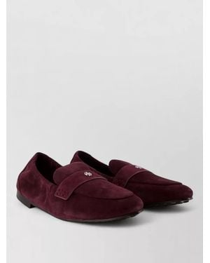 Tory Burch Leather Ballet Style Loafers Rubber Sole - Purple